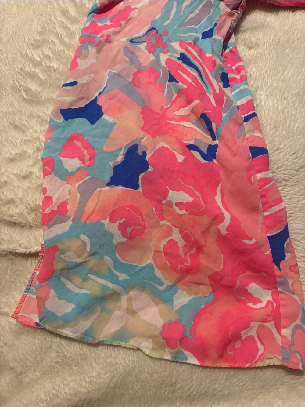Lilly Pulitzer Pink Blue Floral Cold-Shoulder Tunic - Picture 5 of 7